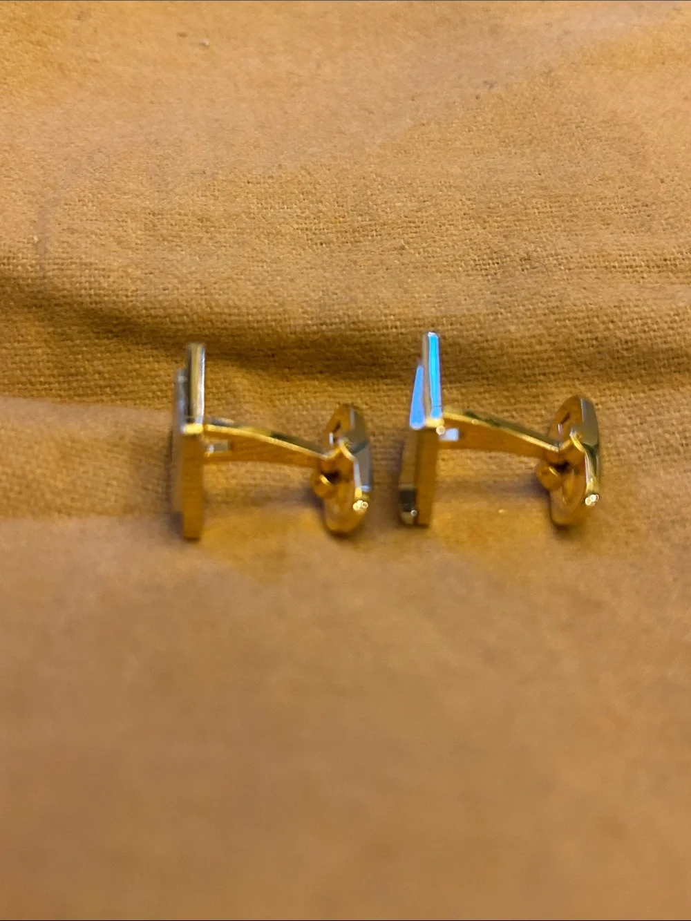 Givenchy Square Two Tone Silver and Gold Cufflinks with G Logo